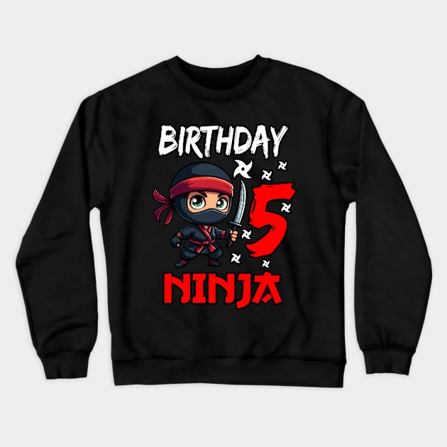 Birthday Ninja 5, Kids 5th Birthday Crewneck Sweatshirt by MoDesigns22 